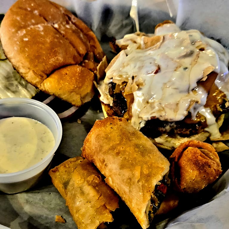 Indulge in Our Queso Burger
