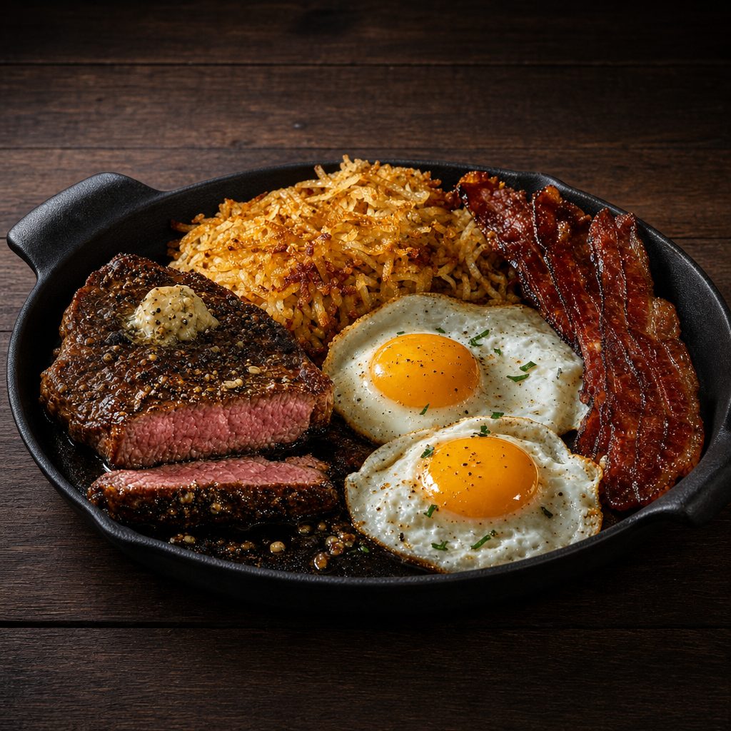 STEAK & EGGS.